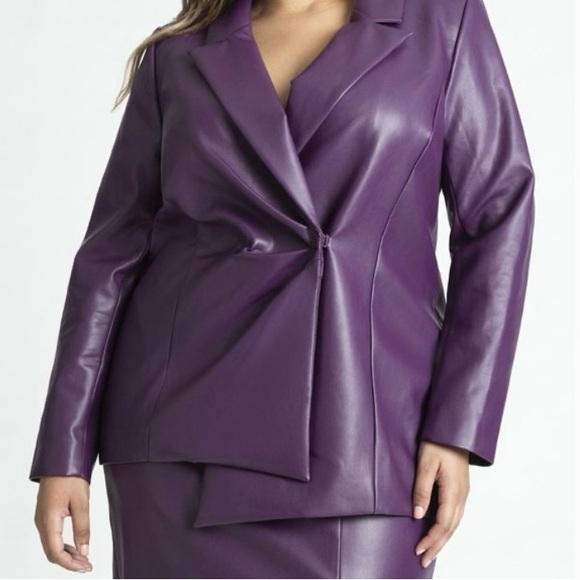 Eloquii Faux Leather Asym Blazer - Picture 1 of 16